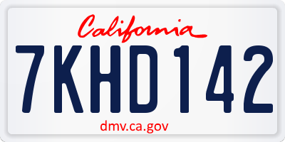CA license plate 7KHD142