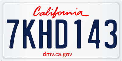 CA license plate 7KHD143