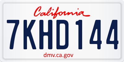 CA license plate 7KHD144