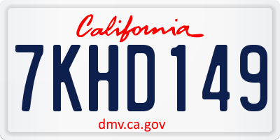 CA license plate 7KHD149