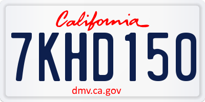 CA license plate 7KHD150