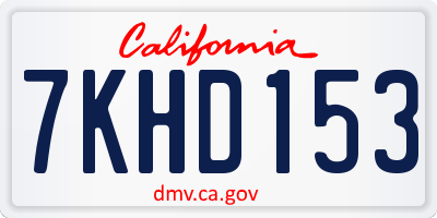 CA license plate 7KHD153