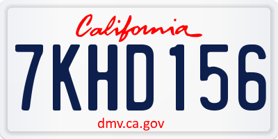 CA license plate 7KHD156