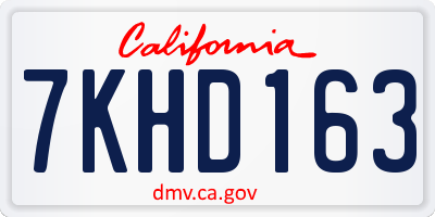 CA license plate 7KHD163