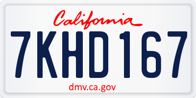 CA license plate 7KHD167
