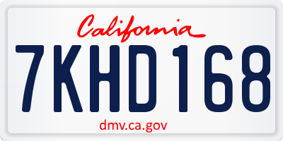 CA license plate 7KHD168