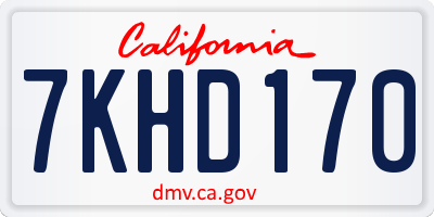 CA license plate 7KHD170