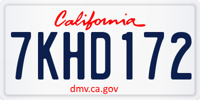 CA license plate 7KHD172