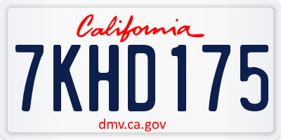 CA license plate 7KHD175
