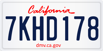 CA license plate 7KHD178