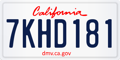 CA license plate 7KHD181