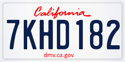 CA license plate 7KHD182