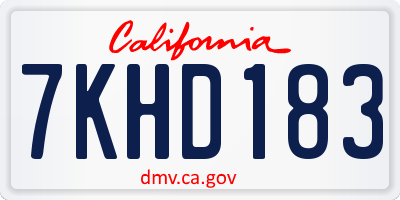 CA license plate 7KHD183