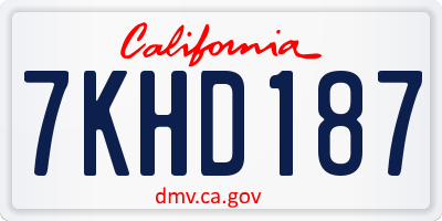 CA license plate 7KHD187