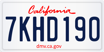 CA license plate 7KHD190