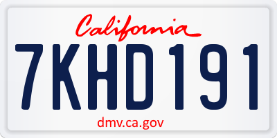 CA license plate 7KHD191