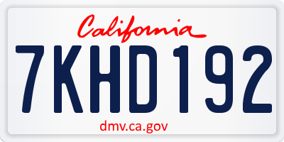 CA license plate 7KHD192