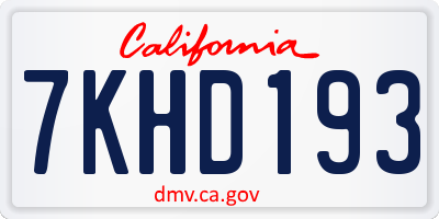 CA license plate 7KHD193