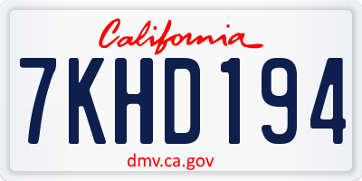 CA license plate 7KHD194