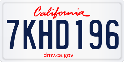 CA license plate 7KHD196