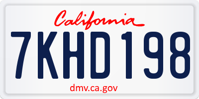 CA license plate 7KHD198