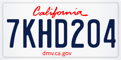 CA license plate 7KHD204