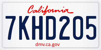 CA license plate 7KHD205