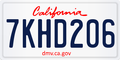 CA license plate 7KHD206