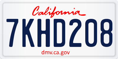 CA license plate 7KHD208