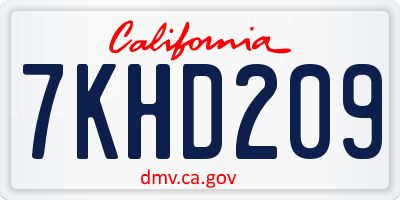 CA license plate 7KHD209