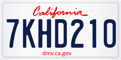 CA license plate 7KHD210
