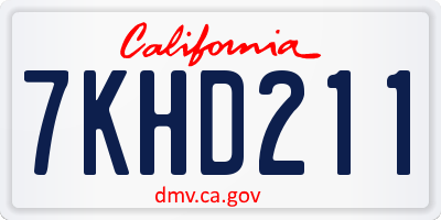 CA license plate 7KHD211