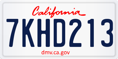 CA license plate 7KHD213