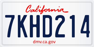CA license plate 7KHD214