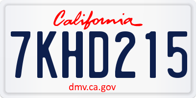 CA license plate 7KHD215