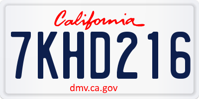 CA license plate 7KHD216