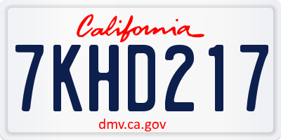 CA license plate 7KHD217