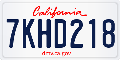 CA license plate 7KHD218