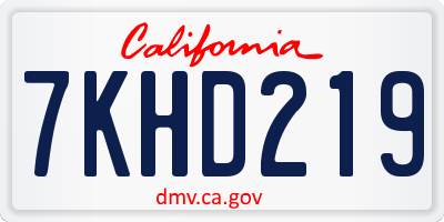 CA license plate 7KHD219