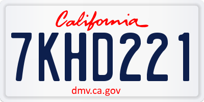 CA license plate 7KHD221