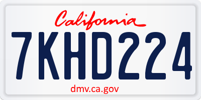 CA license plate 7KHD224