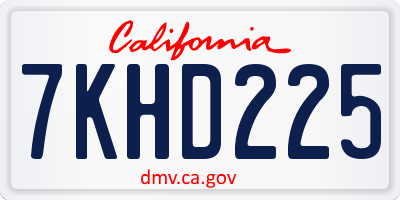 CA license plate 7KHD225