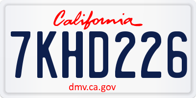 CA license plate 7KHD226