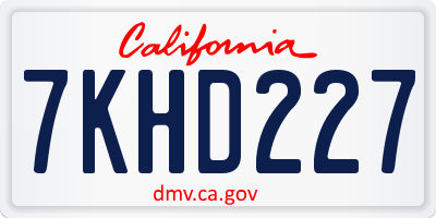 CA license plate 7KHD227