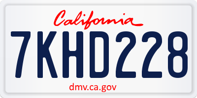 CA license plate 7KHD228