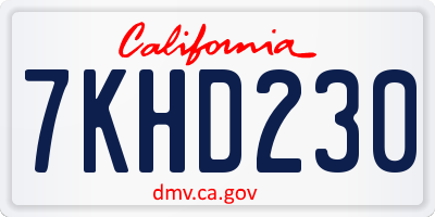 CA license plate 7KHD230