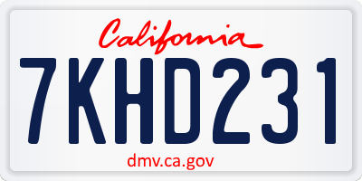 CA license plate 7KHD231