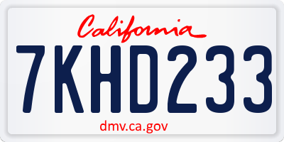 CA license plate 7KHD233