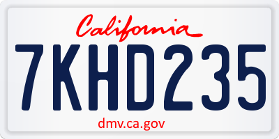 CA license plate 7KHD235