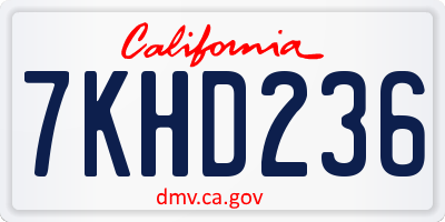 CA license plate 7KHD236